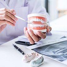 dentist discussing dental implant cost 