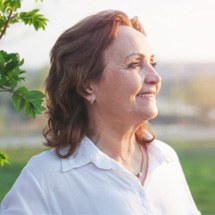 woman smiling outside  