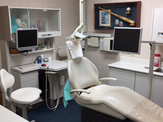 Side view of dental examination room