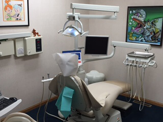 Rear view of dental examination room
