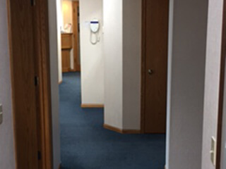 Hallway to dental treatment rooms